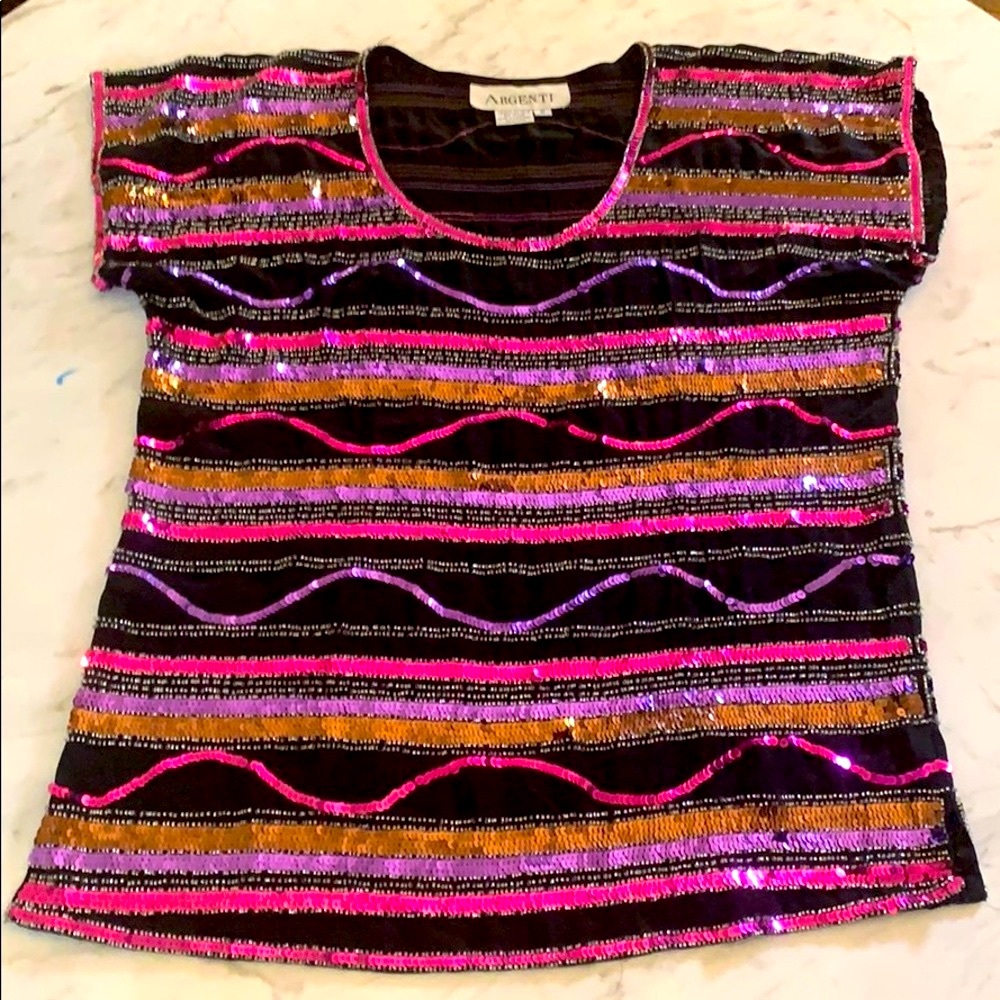 Argenti Vintage sequin 80s-90s fashion top/ statement blouse 💕